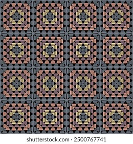 Pattern with crochet granny square wallpaper handmade decorative art design print 