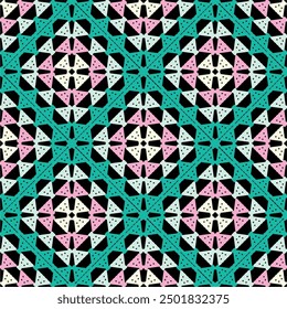 Pattern with crochet granny square wallpaper handmade decorative art design print 