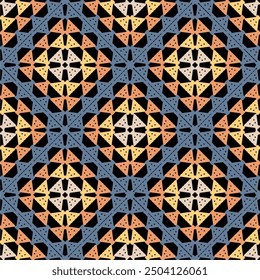 Pattern with crochet granny square wallpaper handmade decorative art design print 