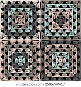 Patrón con crochet granny Fondo de pantalla cuadrado hecho a mano diseño de arte decorativo impresión 