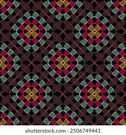 Pattern with crochet granny square wallpaper handmade decorative art design print 