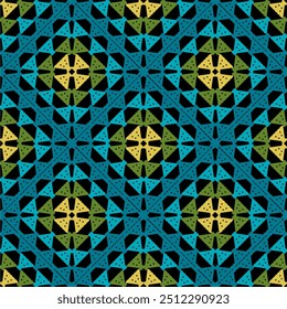 Pattern with crochet granny square wallpaper handmade decorative art design print 