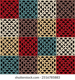Pattern with crochet granny square wallpaper handmade decorative art design print 
