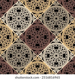 Pattern with crochet granny square wallpaper handmade decorative art design print 