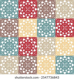 Pattern with crochet granny square wallpaper handmade decorative art design print craft handiwork 	