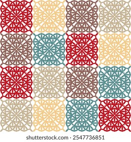 Pattern with crochet granny square wallpaper handmade decorative art design print craft handiwork 	