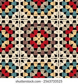 Pattern with crochet granny square wallpaper handmade decorative art design print	
