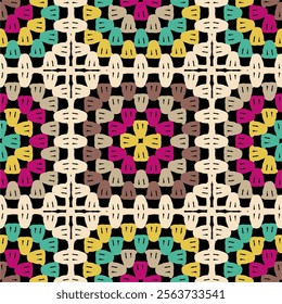 Pattern with crochet granny square wallpaper handmade decorative art design print	
