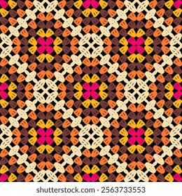 Pattern with crochet granny square wallpaper handmade decorative art design print	
