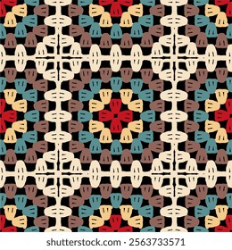 Pattern with crochet granny square wallpaper handmade decorative art design print	
