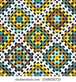  Pattern with crochet granny square wallpaper handmade decorative art design print