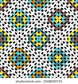  Pattern with crochet granny square wallpaper handmade decorative art design print