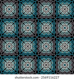 Pattern with crochet granny square wallpaper handmade decorative art design print
