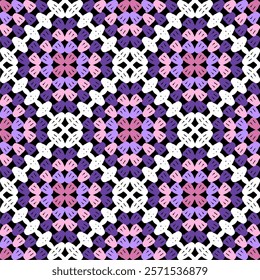 Pattern with crochet granny square wallpaper handmade decorative art design print	
