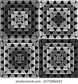  Pattern with crochet granny square wallpaper handmade decorative art design print