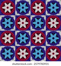  Pattern with crochet granny square wallpaper handmade decorative art design print