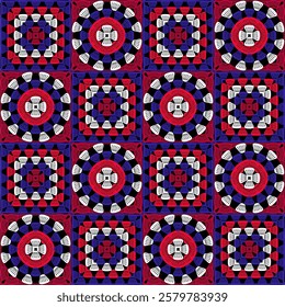  Pattern with crochet granny square wallpaper handmade decorative art design print