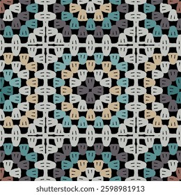Pattern with crochet granny square wallpaper handmade decorative art design print	
