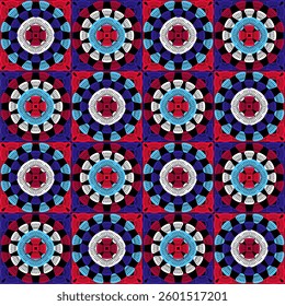  Pattern with crochet granny square wallpaper handmade decorative art design print