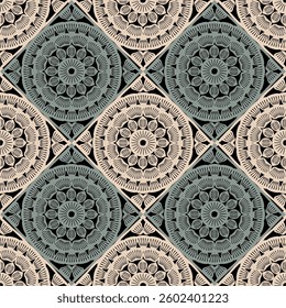 Pattern with crochet granny square wallpaper handmade decorative art design print	
