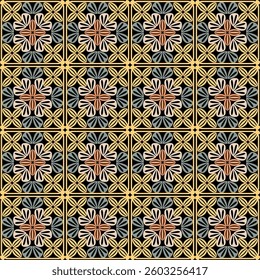 Pattern with crochet granny square wallpaper handmade decorative art design print