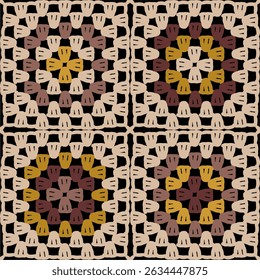 Pattern with crochet granny square wallpaper handmade decorative art design print	
