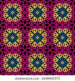 Pattern with crochet granny square wallpaper handmade decorative art design print	
