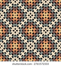 Pattern with crochet granny square wallpaper handmade decorative art design print