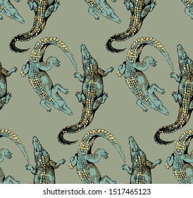 Pattern of crocodile. Vector illustration. Suitable for fabric, wrapping paper and the like