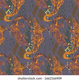 Pattern of crocodile. Vector illustration. Suitable for fabric, wrapping paper and the like