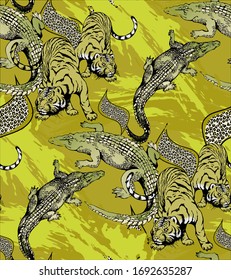 Pattern of crocodile. Vector illustration. Suitable for fabric, wrapping paper and the like