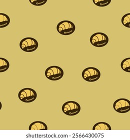 Pattern with croissants in brown tones