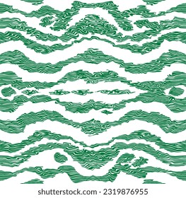 Pattern of crooked and abstract lines. Green designs seamless. Vector illustration isolated on white background.