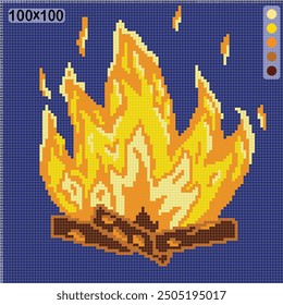 Pattern for cross stitch or knitting -   bonfire, vector image