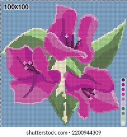 Patrón de cosido cruzado o tejido - imagen vectorial de flor de buganvillas rosa caliente