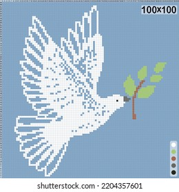 Pattern for cross stitch or knitting - white dove of peace vector image