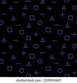 Pattern cross triangle square circle design for game. Play station button.