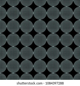 Pattern of crossed circles.The circles from the grid.Black and white.Template for use and decoration.Design.Geometric abstract composition.Pattern of geometric shapes.Straight line.Graphics.