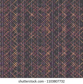 Pattern with crossed lines in diferent colors. Fractal composition. Abstract Seamless vector background. Modern colorful texture.