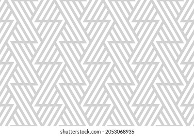 Pattern with crossing bold grey stripes and zigzag on white background. Seamless vector design for louver, textile, fabric and wrapping. Stylish vector lattice. Abstract geometric background.