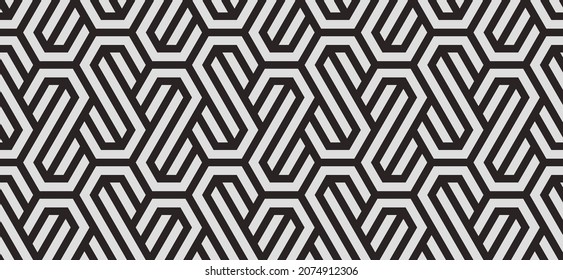 Pattern with crossing bold stripes and chevrons. Seamless design for textile, fabric and wrapping. Stylish vector lattice for louver. Abstract geometric background.
