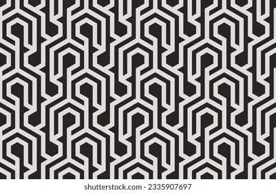 Pattern with crossing bold stripes and chevrons. Seamless design for textile, fabric and wrapping. Stylish vector lattice for louver. Abstract geometric background.