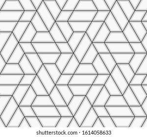 Pattern with crossing thin blured lines, rhombs, chevrons and polygons. Stylish abstract geometric diamond texture on light background. Seamless linear pattern. Modern swatch for design.