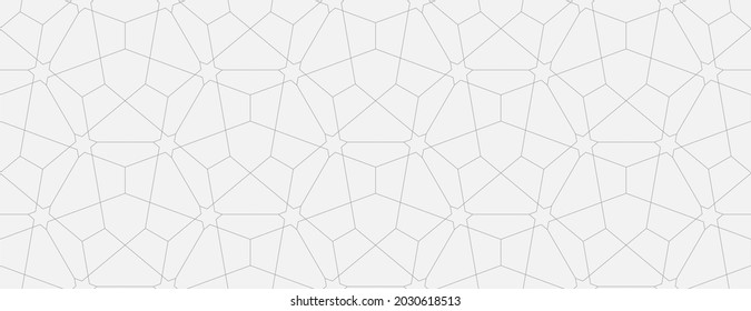 Pattern with crossing thin lines, stars and polygons. Vector abstract geometric diamond texture in light color. Seamless linear pattern for textile, fabric, wrapping. Background for design.