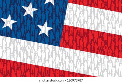 Pattern - Crowd Of People In National US Flag.