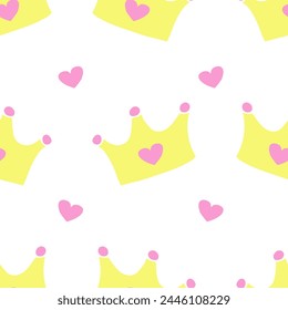 Pattern with crowns for a little prince or princess. Seamless pattern for background, birthday, party