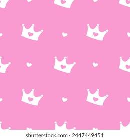 Pattern with crowns for a little prince or princess. Seamless pattern for background, birthday, party