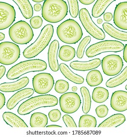 Pattern with cucumbers. Vector illustration.