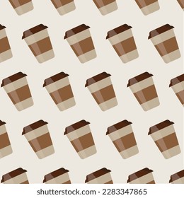 pattern, cup, coffee, vector, illustration, brown, drink, bakery, hot, breakfast, delicious, art, design, flat design, shop retail, wallpaper, lunch, food