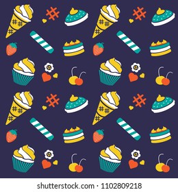pattern cupcake and bakery logo vector illustration design